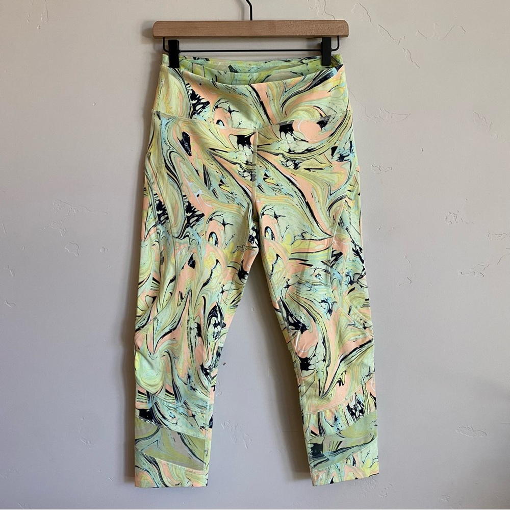 FREE PEOPLE Movement Green Lose Your Marbles Active Mesh Leggings